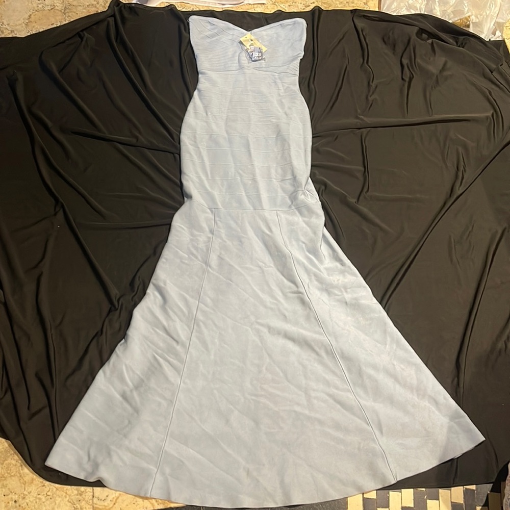 New Marciano With Love BANDAGE Long Gown Baby Blue Bodycon M - Picture 2 of 15